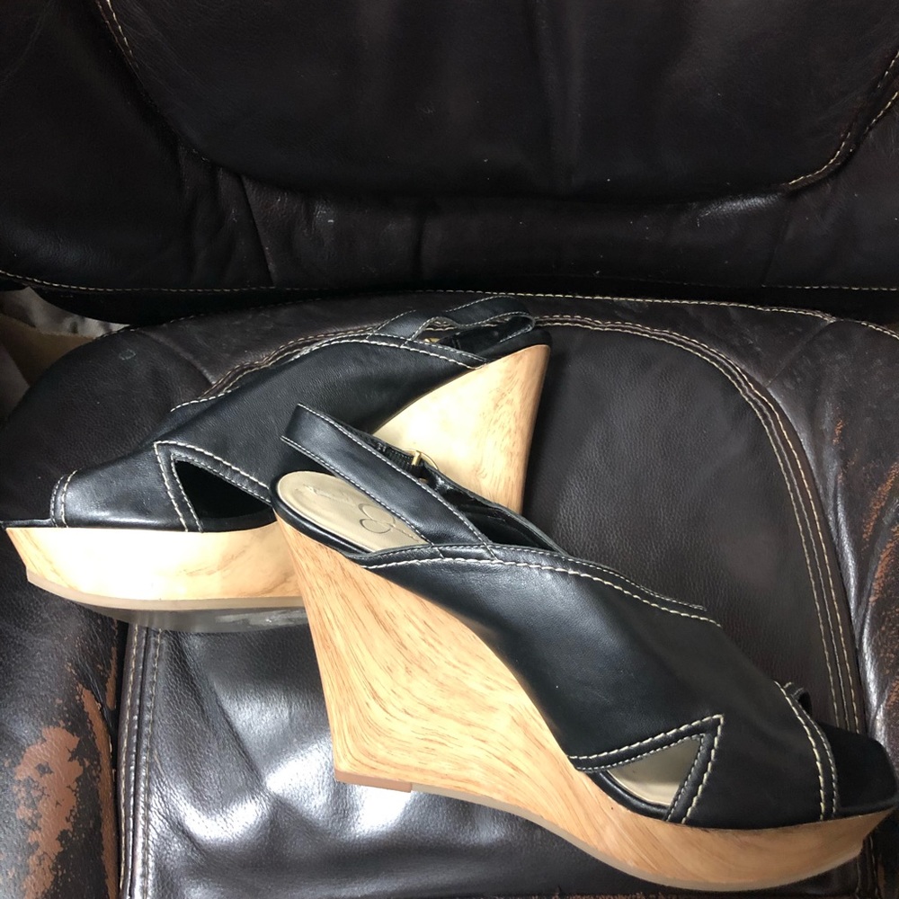 Jessica Simpson faux wood wedge sandals - Picture 1 of 4